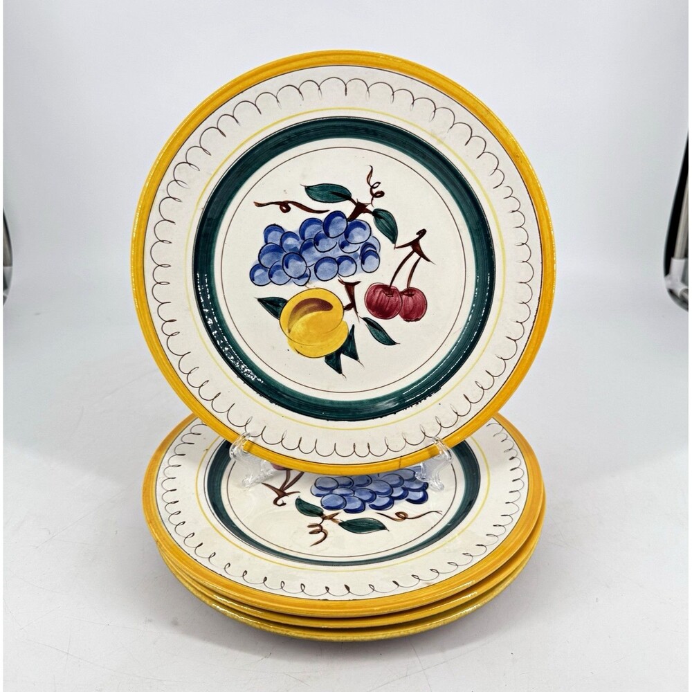 Vintage Stangl Pottery Fruit Dinner Plates 10” Set of 4 Trenton NJ